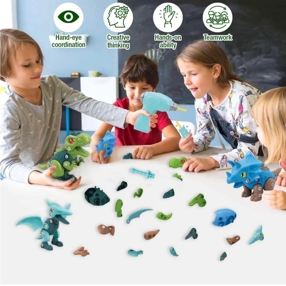 Brand New Dinosaur Figurine Assembling Toy Electric Screwdriver DIY Educational